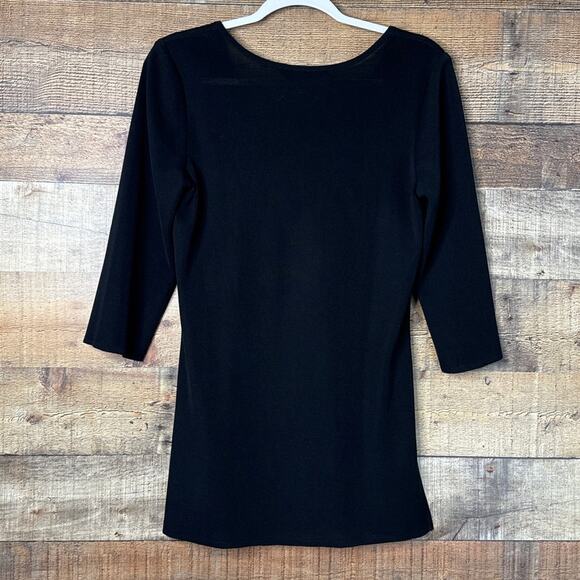 Ming Wang Tunic Top Crew Neck Crop Sleeve Solid Black Size Small - Picture 9 of 10